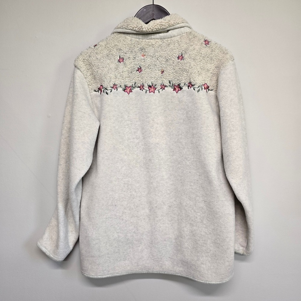 Northern Reflections Fleece Jacket Womens Small Cream‎ Floral Sherpa Cottagecore - Picture 5 of 11